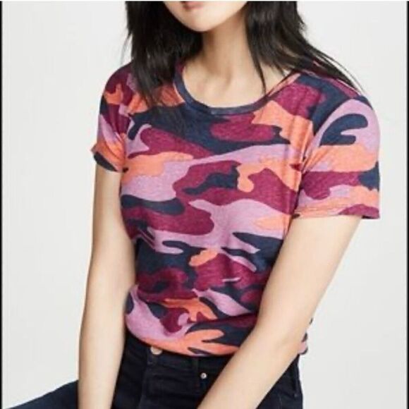 Mother Itty Bitty Sinful Linen Blend Pink Camo Print Tee Shirt Size Extra Small - Picture 1 of 6